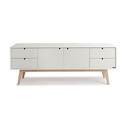 Bílý ručně vyráběný TV stolek z masivního březového dřeva Kiteen Notte