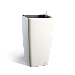 Bílý samozavlažovací květináč Flower Lover Quadrato, výška 33 cm