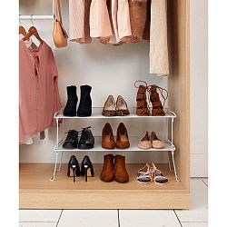 Bílý skládací stojan s jednou policí na boty Compactor