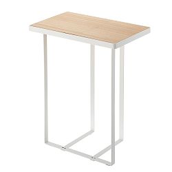 Bílý stolek se stojanem na časopisy YAMAZAKI Tower Magazine Rack&Table