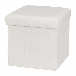 Bílý taburet z textilie bouclé Ecru – Casa Selección