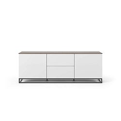 Bílý televizní stolek s deskou z ořechového dřeva a černými nohami TemaHome Join, 180 x 65 cm