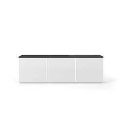 Bílý televizní stolek se světlou deskou v mramorovém dekoru TemaHome Join, 180 x 57 cm