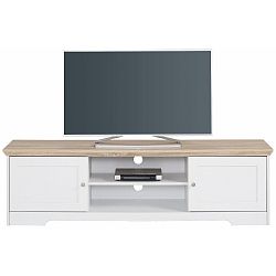 Bílý TV stolek s deskou v dekoru dubového dřeva Støraa Annie, 160 x 45 cm