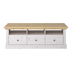Bílý TV stolek z borovicového dřeva s hnědou deskou Steens Monaco Leached