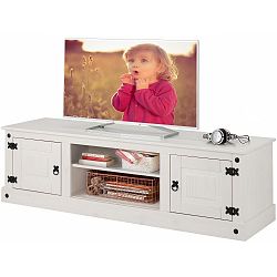 Bílý TV stolek z borovicového dřeva Støraa Alfredo