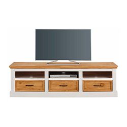 Bílý TV stolek z masivního borovicového dřeva Støraa Suzie