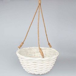 Bílý závěsný květináč z vrbového proutí Dakls, ⌀ 30 cm