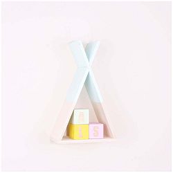 Bleděmodrá dřevěná nástěnná polička North Carolina Scandinavian Home Decors Teepee