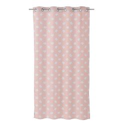 Broskvově oranžová zětská záclona s motivem koček Unimasa, 135 x 260 cm