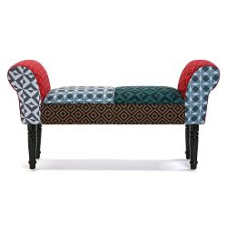 Čalouněná lavice s černými nohami Versa Patchwork Karlsen