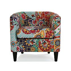 Čalouněné křeslo s nízkou opěrkou a černými nohami Versa Giardino