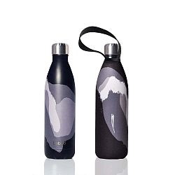 Černá cestovní termolahev z nerezové oceli s obalem BBBYO Wave, 750 ml