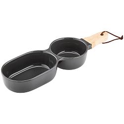 Černá dvojitá servírovací porcelánová miska Ladelle Classic