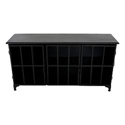 Černá komoda ze skla a kovu HSM collection Manhattan