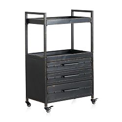 Černá kovová komoda s 3 zásuvkami a policí Geese Gerome