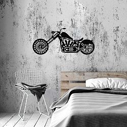 Černá kovová nástěnná dekorace Harley Davidson, 74 x 34 cm