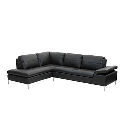 Černá kožená rohová pohovka Knuds Chicago, levý roh