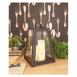 Černá lucerna Orchidea Milano Black Dream, výška 40 cm