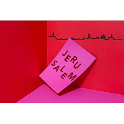 Černá nástěnná dekorace se siluetou města The Line Jerusalem XL