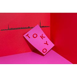 Černá nástěnná dekorace se siluetou města The Line Tokyo XL