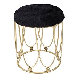 Černá pokstrovaná stolička s železnou konstrukcí ve zlaté barvě Mauro Ferretti Amelia