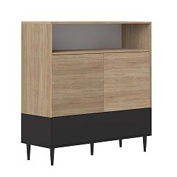 Černá skříňka v dekoru dubového dřeva Symbiosis Horizon