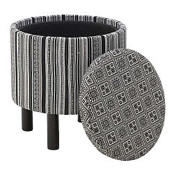 Černá taburetka s úložným prostorem InArt Leggy, ⌀ 50 cm