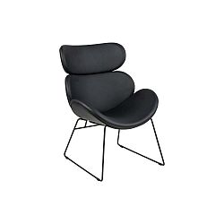 Černé křeslo z imitace kůže s černými nohami Actona Cazar