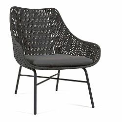 Černé ručně pletené venkovní křeslo Kave Home Abeli