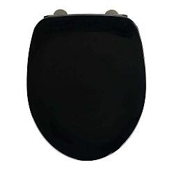 Černé WC sedátko se snadným zavíráním Wenko Armonia, 44,5 x 37 cm