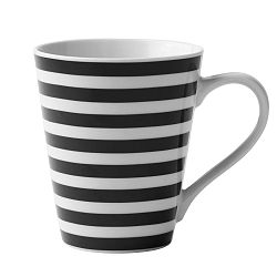 Černo-bílý porcelánový hrnek KJ Collection Striped, 300 ml