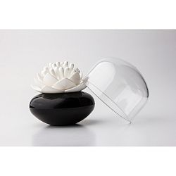 Černo-bílý stojánek na vatové tyčinky Qualy Lotus Cotton Bud