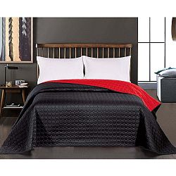 Černo-červený oboustranný přehoz z mikrovlákna DecoKing Salice Black Cherry, 240 x 260 cm
