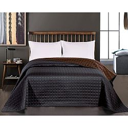 Černo-hnědý oboustranný přehoz z mikrovlákna DecoKing Salice Dark Chocolate, 170 x 270 cm