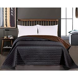 Černo-hnědý oboustranný přehoz z mikrovlákna DecoKing Salice Dark Chocolate, 200 x 220 cm