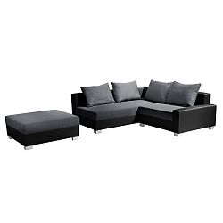 Černo-šedá  rohová pohovka s lůžkem na levé straně Interieur De Famille Paris Aventure