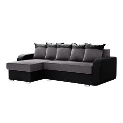 Černo-šedá rohová rozkládací pohovka s úložným prostorem Interieur De Famille Paris Destin, levý roh