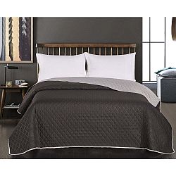 Černo-šedý oboustranný přehoz z mikrovlákna DecoKing Axel, 200 x 220 cm