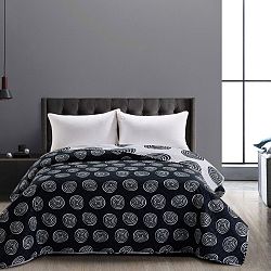 Černo-šedý oboustranný přehoz z mikrovlákna DecoKing Hypnosis Fossil, 240 x 260 cm