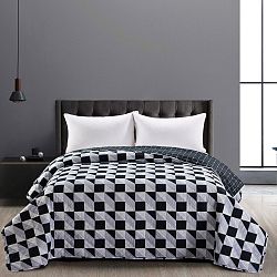 Černo-šedý oboustranný přehoz z mikrovlákna DecoKing Hypnosis Mastery, 220 x 240 cm