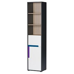 Černobílá knihovna v borovicovém dekoru Szynaka Meble Ikar