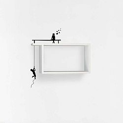 Černobílá nástěnná police se samolepící dekorací Dating