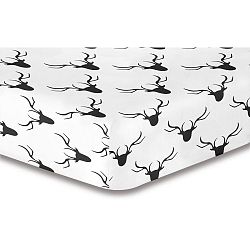 Černobílé elastické prostěradlo se vzorem DecoKing Hypnosis Dear, 220 x 200 cm