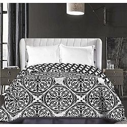 Černobílý oboustranný přehoz z mikrovlákna DecoKing Hypnosis Mandala, 220 x 240 cm