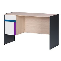 Černobílý psací stůl v borovicovém dekoru Szynaka Meble Ikar