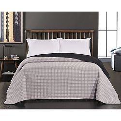 Černošedý oboustranný přehoz z mikrovlákna DecoKing Paul, 170 x 210 cm