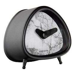 Černý budík v dekoru dřeva Karlsson Triangle, výška 8,6 cm