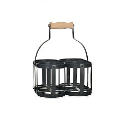 Černý držák na 4 lahve Garden Trading Milk Bottle Holder