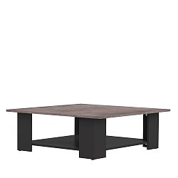Černý konferenční stolek s deskou v dekoru betonu Symbiosis Square, 89 x 89 cm